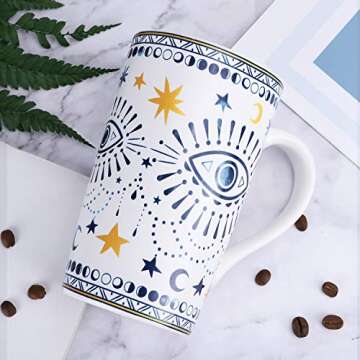 NymphFable 18oz Boho Eyes Ceramic Coffee Mug