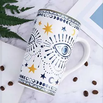 NymphFable 18oz Boho Eyes Ceramic Coffee Mug