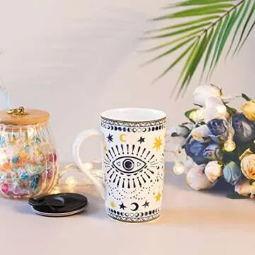 NymphFable 18oz Boho Eyes Ceramic Coffee Mug