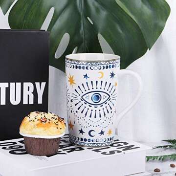 NymphFable 18oz Boho Eyes Ceramic Coffee Mug