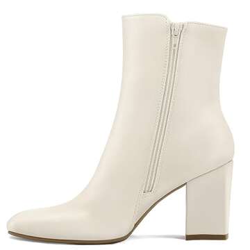 mysoft Women's GoGo Boots Square Toe Side Zipper Ankle Boots Chunky Block Heel Mid Calf Low Heeled S...