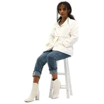 mysoft Women's GoGo Boots Square Toe Side Zipper Ankle Boots Chunky Block Heel Mid Calf Low Heeled Short Booties