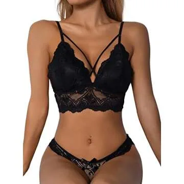 Stylish Floral Lace Padded Spaghetti Strap Bralette