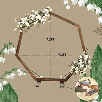 7.2FT Wedding Arch, Heptagonal Wedding Arch, Wedding Arches for Ceremony, Wedding Arch Frame for Gar...