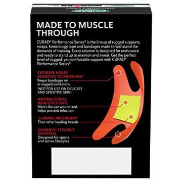 CURAD Performance Series IRONMAN Antibacterial Bandages, Extreme Hold Adhesive Technology, Finger & Knuckle Bandages, Flexible Fabric, Variety Pack with Assorted Sizes & Colors, 20 Count