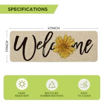 Sunflower Welcome Doormat for Home Spring Decor