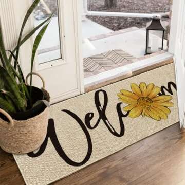 Sunflower Welcome Doormat for Home Spring Decor