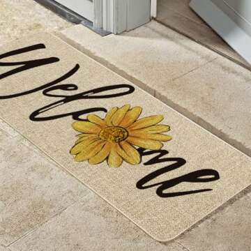 Sunflower Welcome Doormat for Home Spring Decor
