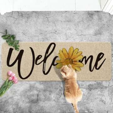 Sunflower Welcome Doormat for Home Spring Decor