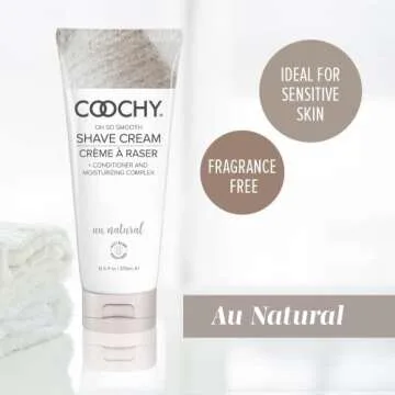 Coochy Intimate Shaving Cream | Shave Conditioner & Moisturizer for Face & Body | Ideal for Sensitive Skin Care, Anti-Bump | Au Natural, 12.5 oz
