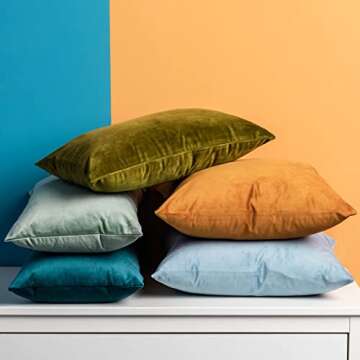 JUSPURBET Olive Green Lumbar Velvet Throw Pillow Covers 14x24 inch Set of 2 for Living Room Couch So...