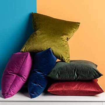 JUSPURBET Olive Green Lumbar Velvet Throw Pillow Covers 14x24 inch Set of 2 for Living Room Couch Sofa Bedroom Decorative Rectangle Solid Soft Cushion Cases with Invisible Zipper