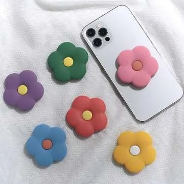 DALSTONE Cute 2D Daisy Silicone Flower Shape Collapsible Expandable Multi Functional Mobile Phone Grip Stand Holder for Smartphone Tablet Cell Phone Accessory (Pink Daisy)