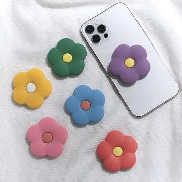 DALSTONE Cute 2D Daisy Silicone Flower Shape Collapsible Expandable Multi Functional Mobile Phone Grip Stand Holder for Smartphone Tablet Cell Phone Accessory (Pink Daisy)