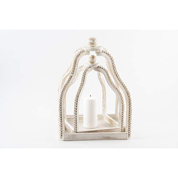 Mud Pie Wood Beaded Lantern Set for Stylish Home Decor