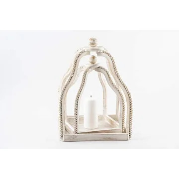 Mud Pie Wood Beaded Lantern Set for Stylish Home Decor