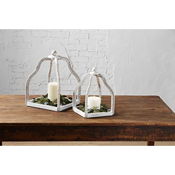 Mud Pie Wood Beaded Lantern Set for Stylish Home Decor