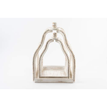 Mud Pie Wood Beaded Lantern Set for Stylish Home Decor