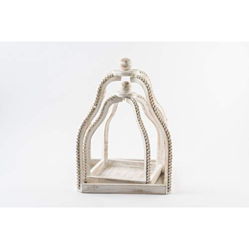 Mud Pie Wood Beaded Lantern Set for Stylish Home Decor