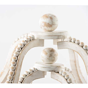 Mud Pie Wood Beaded Lantern Set for Stylish Home Decor