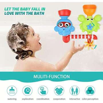 GOODLOGO Bath Toys Bathtub Toys for 1 2 3 4 Year Old Kids Toddlers Bath Wall Toy Waterfall Fill Spin and Flow Non Toxic Birthday Gift Ideas Color Box (Multicolor)