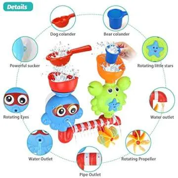 GOODLOGO Bath Toys Bathtub Toys for 1 2 3 4 Year Old Kids Toddlers Bath Wall Toy Waterfall Fill Spin and Flow Non Toxic Birthday Gift Ideas Color Box (Multicolor)