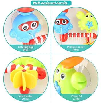GOODLOGO Bath Toys Bathtub Toys for 1 2 3 4 Year Old Kids Toddlers Bath Wall Toy Waterfall Fill Spin and Flow Non Toxic Birthday Gift Ideas Color Box (Multicolor)