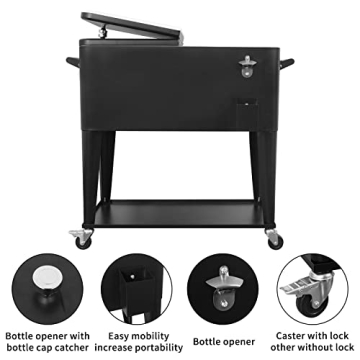 NATTORK 80 Quart Rolling Cooler Cart for Outdoor Events