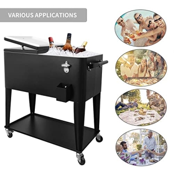 NATTORK 80 Quart Rolling Cooler Cart for Outdoor Events