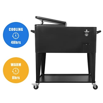 NATTORK 80 Quart Rolling Cooler Cart for Outdoor Events