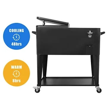 NATTORK 80 Quart Rolling Cooler Cart for Outdoor Events