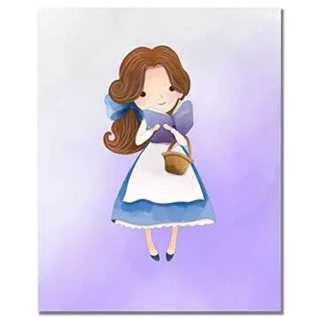 Beauty and The Beast Prints - Set of 6 (8 inches by 10 inches) Original Watercolor Kids Bedroom Nursery Wall Art Decor 8x10 Photos Belle Prince Beast Cogsworth Lumiere Mrs Potts Chip