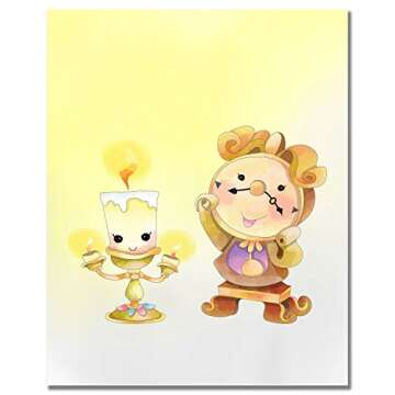 Beauty and The Beast Prints - Set of 6 (8 inches by 10 inches) Original Watercolor Kids Bedroom Nursery Wall Art Decor 8x10 Photos Belle Prince Beast Cogsworth Lumiere Mrs Potts Chip