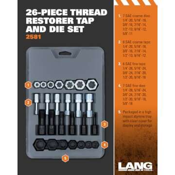 Lang Tools 2581 26-Piece Thread Restorer Tap and Die Set