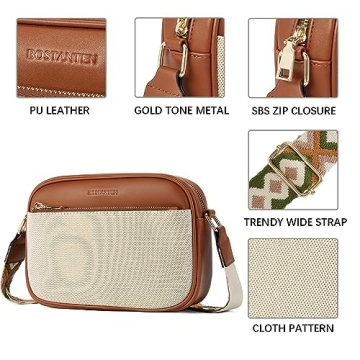 BOSTANTEN Vegan Leather Crossbody Bag Stylish Spacious