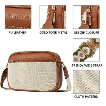 BOSTANTEN Vegan Leather Crossbody Bag Stylish Spacious