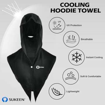 Sukeen Cooling Towels for Neck and Face – Instant Cooling Hoodie Towel 2 Pack