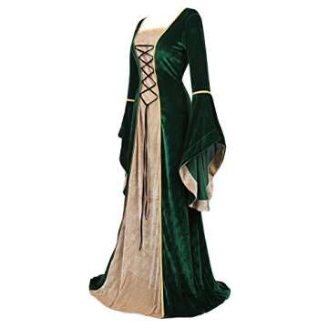 Kranchungel Medieval Renaissance Dress for Women - Elegant Fairy Costume Cosplay Gown in Green