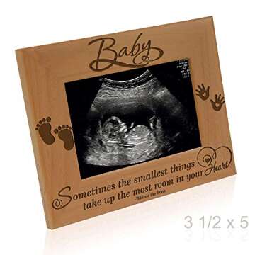 KATE POSH Baby Engraved Wood Picture Frame - Sometimes The Smallest Things take up The Most Room in Your Heart - Winnie The Pooh Sonogram Picture Frame, New Mom, New Dad (3 1/2 x 5 - Baby)