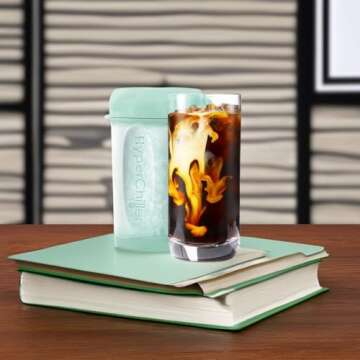 HyperChiller HC2M# Patented Iced Coffee/Beverage Cooler, NEW, IMPROVED,STRONGER AND MORE DURABLE! Ready in One Minute, Reusable for Iced Tea, Wine, Spirits, Alcohol, Juice, 12.5 Oz, Spearmint