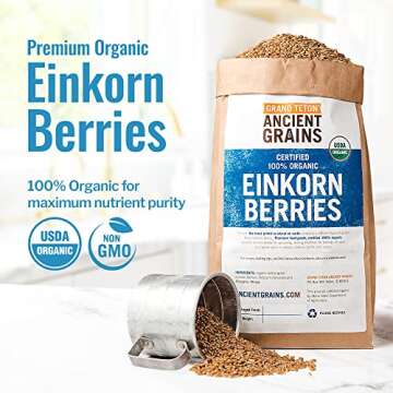 100% Organic Einkorn Berries - Premium Grain for Baking and Nutrition