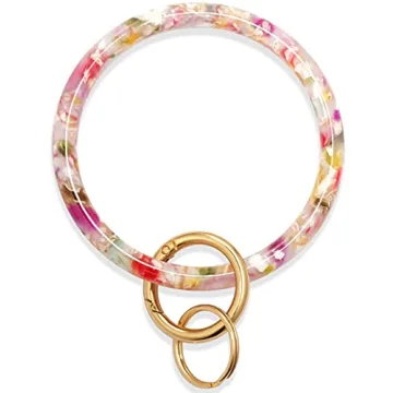 Mymazn Key Ring Bracelet Wristlet Keychain Bangle for Women