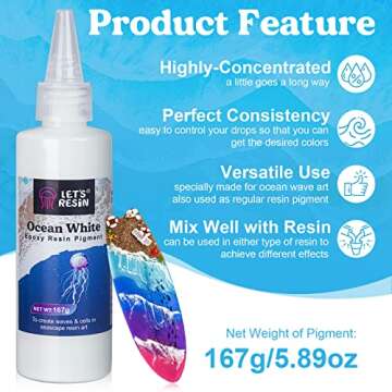 LET'S RESIN Ocean White Epoxy Resin Pigment 167g - High Concentrated Pigment for Stunning Art
