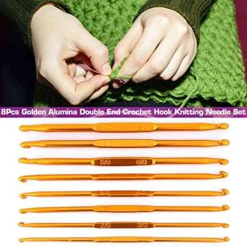 Golden Aluminum Double End Crochet Hook Set 8Pcs