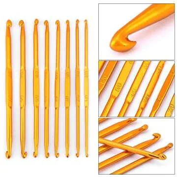 Golden Aluminum Double End Crochet Hook Set 8Pcs