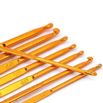Golden Aluminum Double End Crochet Hook Set 8Pcs