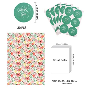 LeZakaa Floral Wrapping Tissue Paper Set for Events