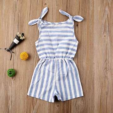 GOOCHEER Toddler Girl Summer Clothes Striped Romper Sleeveless Bodysuit One Piece Jumpsuit Playsuit Outfit (Stripe, 3-4T)