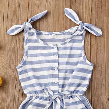 GOOCHEER Toddler Girl Summer Clothes Striped Romper Sleeveless Bodysuit One Piece Jumpsuit Playsuit Outfit (Stripe, 3-4T)