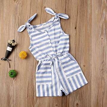 GOOCHEER Toddler Girl Summer Clothes Striped Romper Sleeveless Bodysuit One Piece Jumpsuit Playsuit Outfit (Stripe, 3-4T)